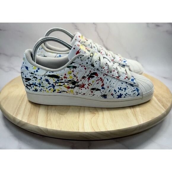 adidas Superstar Splashes Splatter and Drips Paint White S42582 Men’s Size 6 - Picture 1 of 8